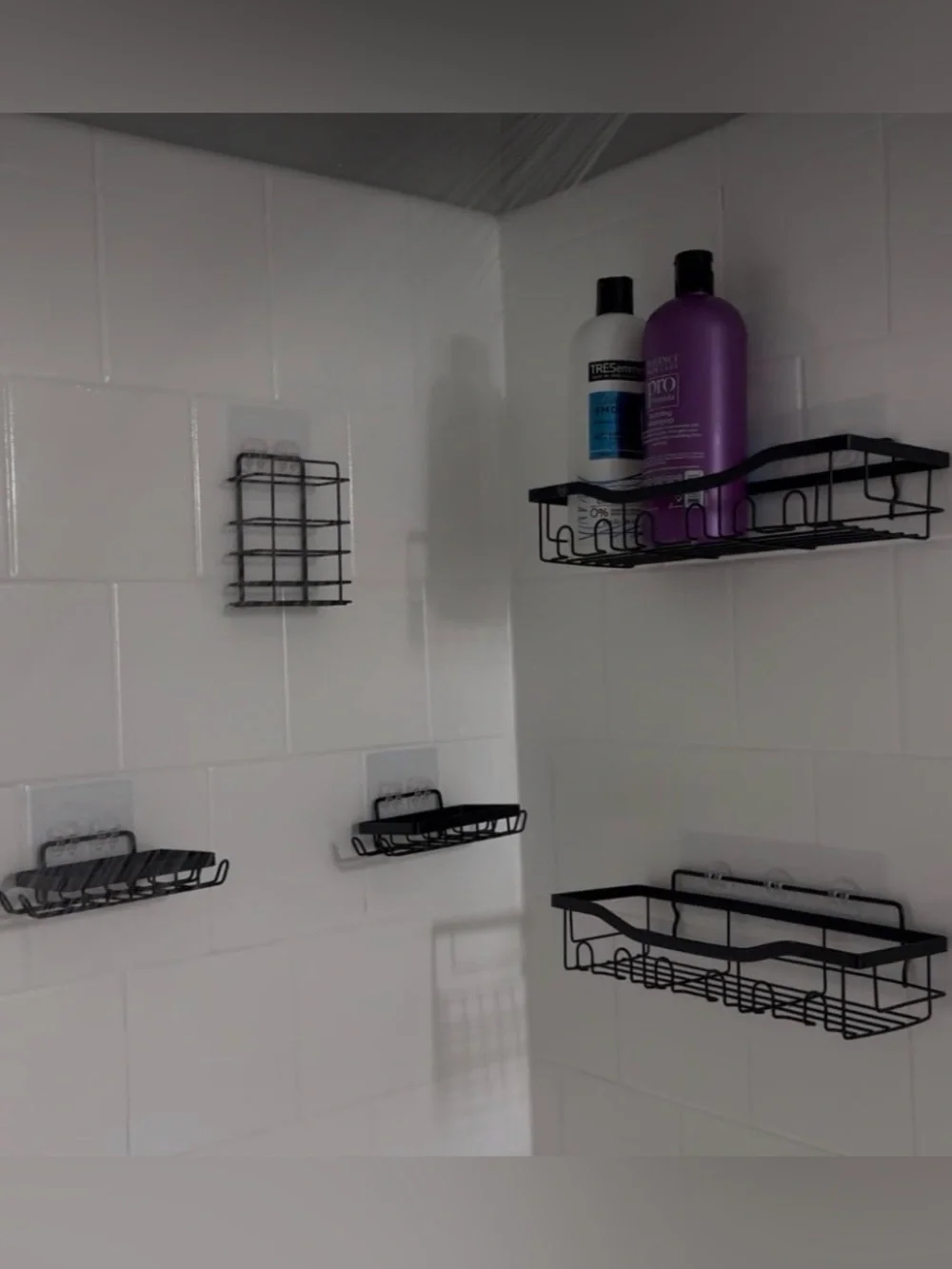 5 Piece Black Metal Wall-Mounted Bathroom/ Kitchen Shelf